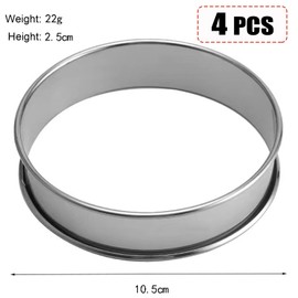 4 Pack 10 cm Double Rolled Tart Rings, Crumpet Rings,Stainless Steel Non Stick English Muffin Rings, Stainless Steel Pastry Rings for Baking Cookie Desserts Pancake Eggs Muffin Kitchen