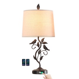 RORIANO 27" Touch Farmhouse Table Lamps for Living Room with 3-Way Dimmable 2 USB Ports, Vintage Rustic Iron Leaf Nightstand Lamp for Bedroom, LED Bulb Included