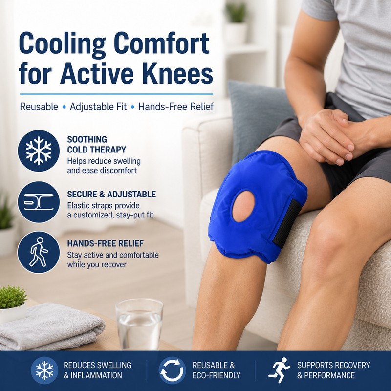 Reusable Knee Ice Pack Wrap for Hot & Cold Comfort