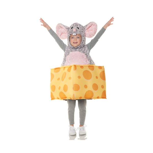 Underwraps Toddler's Mouse in a Cheese Plush Belly Babies Costume, Grey, Large
