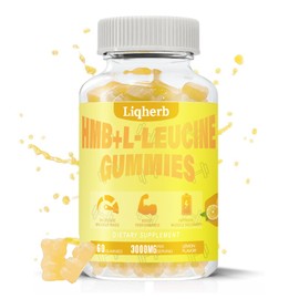 Liqherb HMB and Leucine Gummies, with 3000mg HMB and L-Leucine Supplement for Muscle Recovery, Muscle Mass & Improve Endurance, for Men & Women, Non GMO, Vegan,Gluten Free, Lemon Flavor, 120 Gummies
