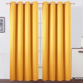LEMOMO Yellow Blackout Curtains/52 x 108 Inch/Set of 2 Panels Thermal Insulated Room Darkening Curtains for Bedroom