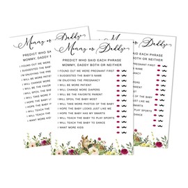 Inkdotpot Mommy Or Daddy Who said it Game Its A Boy Its A Girl Deer Animal Set Of 50 Fun Baby Shower Game Party Supply