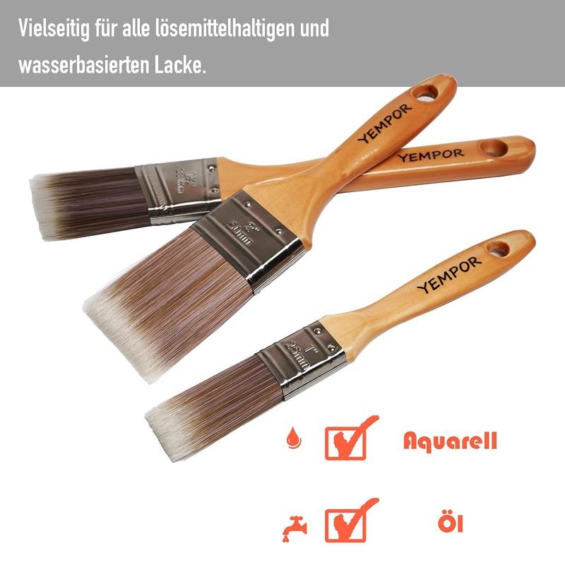YEMPOR ® Paint Brush Set, Paint Brush 3-STK 25-38-50 mm