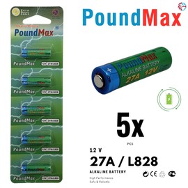 PoundMax 27A / L828 Batteries 12v Alkaline Battery Combo Pack - 5 Count