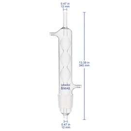 Labasics Allihn Condenser Reflux for Soxhlet Extractor, Borosilicate Glass Reflux Condenser for Soxhlet Extraction Allihn Condenser with 50/42 Lower Joint 9.8 inch Jacket Length Lab Condenser