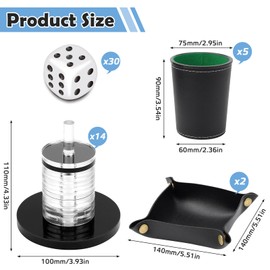 BHHTBB Schocken Set Schockbesteck mit Würfelbecher Leder Kniffelbecher mit Würfeln 5 Knobelbecher Leder Würfelbretter für Yahtzee Liar's Dice Sic BO