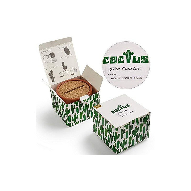 Drhob Flee 6-Piece Green Coaster Set with Flower Pot Shaped