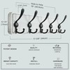 Dseap Coat Rack Wall Mounted - 5 Tri Hooks, Heavy