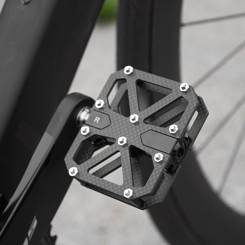 Mountain Cycling Pedals Carbon Fiber 3 Bearing Anti Slip Hollow