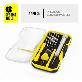 Segomo Tools 17 Piece Precision Screwdriver Set - Eyeglass Repair Kit - Watch Screwdriver Set - Jewelers Screwdriver Set - Computer Screwdriver Kit - Electronic Screwdriver Set - JWSD1