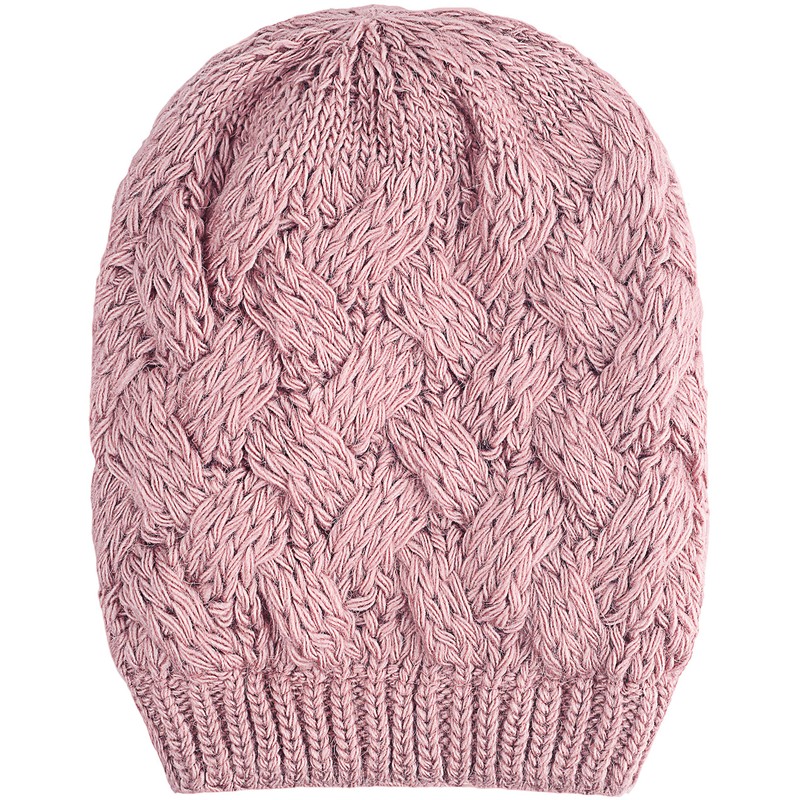 Lilax Cable Knit Slouchy Chunky - Gorro de invierno, Rosado,