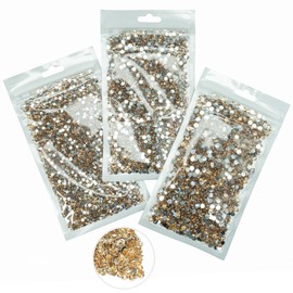 16000PCS Champagne Golden Crystal Resin Rhinestones for Crafts Champagne Flatback Rhinestones 3mm 4mm 5mm Non-Hotfix Stones Diamonds Crystals Gems for Body Face Eyes Makeup Tumblers Bottles DIY Crafts