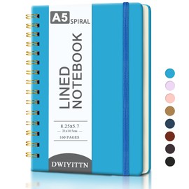Spiral Notebook A5, 8.27"x5.7" Hardcover Notebook 160 Lined Pages Spiral Journal for Men Women Writing, Note Taking, Journaling, School, Work, Gift (Sky Blue)