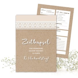 50 Cards Wedding Gift Time Capsule - Gift for Bride and Groom - Memory Cards - Vintage - Kraft Paper Look