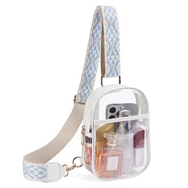 YingStar Clear Concert Bag Transparent Women Men Waterproof Crossbody Bag See Through Sling Backpack Small Cross Body Bag Side Chest Bag Festival Stadium Shoulder Bag Clear Travel Cross Over Bag