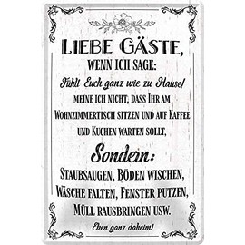 Tin Sign Funny Saying "Liebe Gäste" Decorative Sign Metal Sign for House Entrance Door Gift Idea 20 x 30 cm