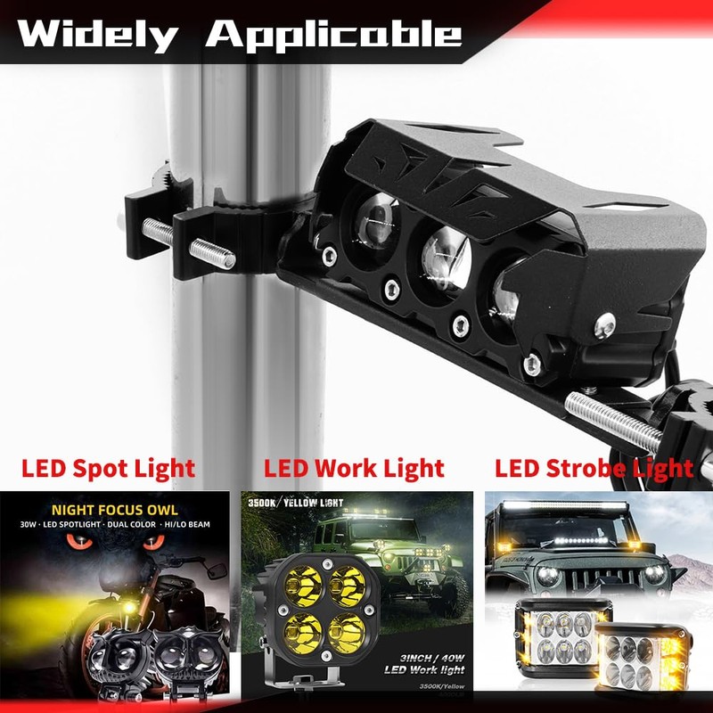 PLUSBEAM Motorcycle Spotlight Mounting Bracket, Light Bar Expansion Bracket for