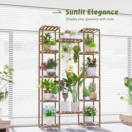 GENTINGBRO 62.2“ Tall Plant Stand Indoor Outdoor Large Plant Shelf Wood Hanging Plant Holder Table Rack Window Corner Tiered Plant Stands for Multiple Plants for Living Room Garden Balcony Patio