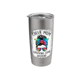 Retro Cheer Mom Surviving Comp Weekend Cheerleading Parent Stainless Steel Insulated Tumbler