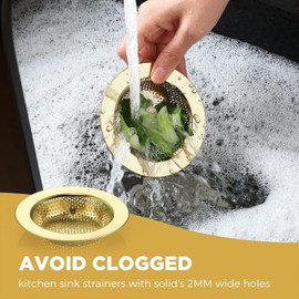 Retisee 4 Pcs Kitchen Sink Strainer Stainless Steel Kitchen Sink Drain Strainer Mesh Sink Drain Basket Cover for Hair Food Catcher, Large Wide Rim 4.5" Diameter(Gold)