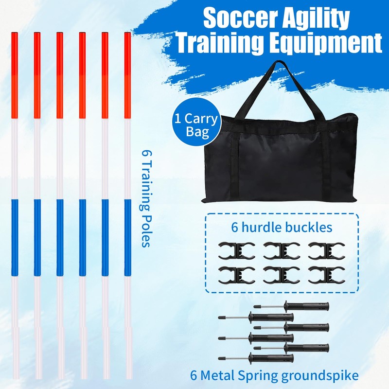 6 Pcs Pole Bending Poles for Horses with Bag, 6FT
