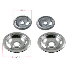 Kitchen Basics 101 Made in the USA Chrome Drip Pan Set Replacement for Frigidaire Kenmore 316048413 and 316048414: 2 ea 6” and 8"