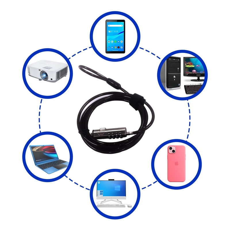 Ewent Security Cable with Combination Lock,Universal Security Cable for Notebooks,Laptops,PCs,Projectors,Tablet