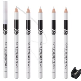 White Eyeliner Pencil Set, 6 Eye Liner Pencils With Sharpener, 7-Piece