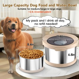 UPSKY 8L No Spill Dog Water Bowls & 3.5L Food Bowl, 2-Piece Large Capacity Spill-Proof Dog Bowls, Non-Slip Slow Drinking Anti-Splash Bowl for Large Messy Drinkers, No Mess Indoor/Outdoor Use