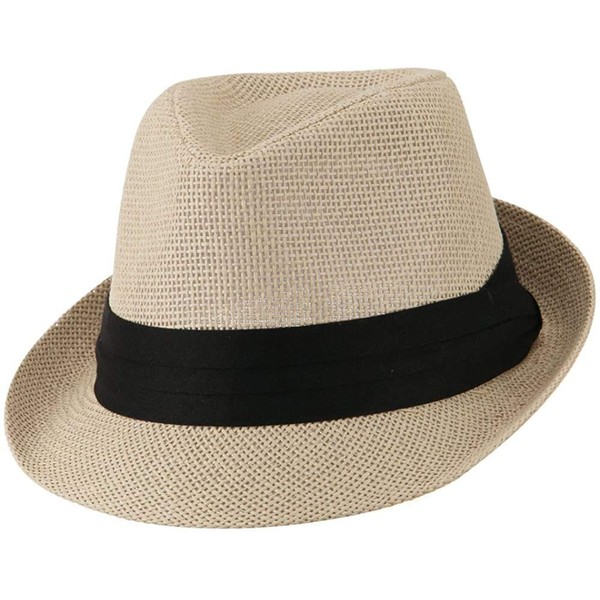 Ashen Fane Kid's Paper Straw with Black Band Fedora Hat,