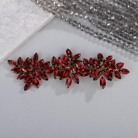 Teyglen Sparkly Full Rhinestone Wedding Hair Clips Bridal Wedding Crystal Hair Barrette Burgundy Crystal Head Piece Hair Accessories for Women Bridesmaid Bridal Party Prom(Wine red)