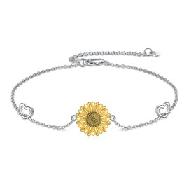 CRMAD Sunflower Bracelet for Women Sterling Silver Sunflower Irish Jewelry Gifts for Girl Mother (sunflower)