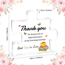 Teacher Appreciation Gifts,Teacher Birthday Gifts for Women Men,Graduation Valentines Christmas Thanksgiving Day Gift for Teacher,Thank You Teachers Gift,Acrylic Puzzle Piece 3.9 x 3.9 In,Paperweight