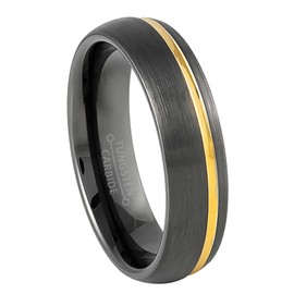 Jewelry Avalanche 6mm Womens Gun Metal Tungsten Wedding Band, Brushed Finish with Off Center Groove, Comfort-Fit Dome Engagement Ring - TN931s10