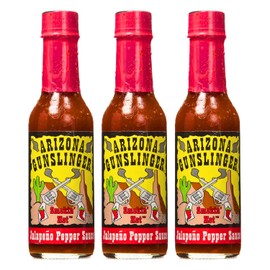 Arizona Gunslinger Red Jalapeño Pepper Sauce – Specialty 5 oz Glass Bottle | Extremely Spicy Jalapeno Peppers, Sugar Free, Pepper Plant Hot Sauce, Style Heat for Bold Food Lovers & Ultimate Challenge, Pack of 3