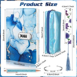 Candcamp Secret Diary for Girls, Secret Diary with Lock for Girls Teen, Journal Notebook Set with Pen Bookmark Pencil Case Bracelets, Gifts for Girls 6 7 8 9 10 11 12 Years Old