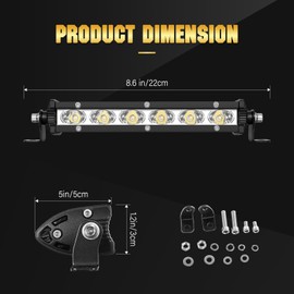 PICAA LED Work Light 7 Inch 22.5 cm 30 W Single Row LED Light Bar 12 V Slim LED Additional Headlight Bar Spot LED Work Light Bar for SUV Offroad ATV UTV Tractor 4 x 4 Car