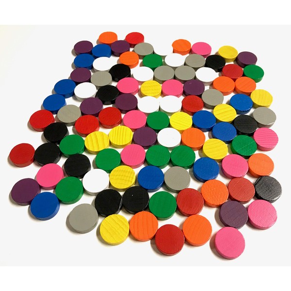 Spieltz Wooden Discs/Chips/Coins 15/4 mm, 10 Colours (10 x 10)
