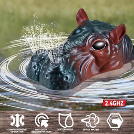 OBEST Remote Control Boat for Kid, RC Boat Hippo Head, 2.4 GHz High-Speed Realistic Floating RC Hippo Head, Simulation Crocodile Head Prank Toy Dual propellers for Pool, Pond, Lake ﻿