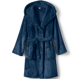 Lands' End Kids Hooded Fleece Robe Navy Kids 8