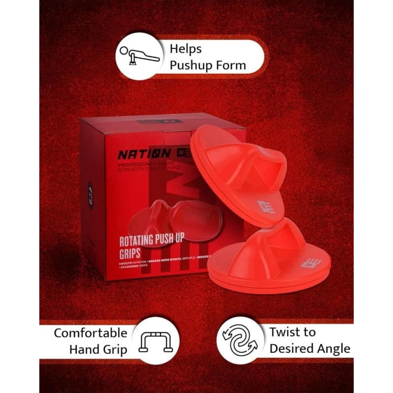 WOD Pushup Rotating Handles Non Slip Grip Swivel Base Push