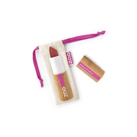 Zao Matte Lipstick 465 Dark Red Lipstick in a Refillable Bamboo Container Certified Bio/Ecocert/Cosmebio/Natural Cosmetics)
