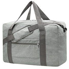 For Spirit Airlines Personal Item Bag 18x14x8 Foldable Carry on Bags for Airplanes Travel Duffel Bags for Women and Men, Snow Grey, With Shoulder Strap, Fashion