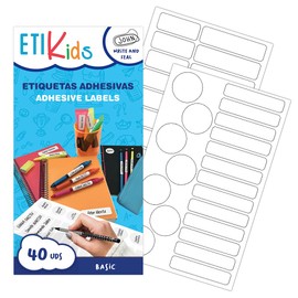 ETIKIDS 40 Personalisierbare Kleidungsetiketten für Kindergarten und Schule. (Farbe)
