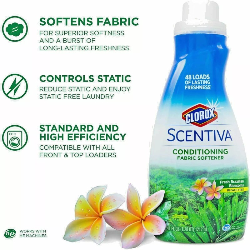 Clorox Scentiva Conditioning Fabric Softener Fresh Brazilian Blossoms 48 Loads