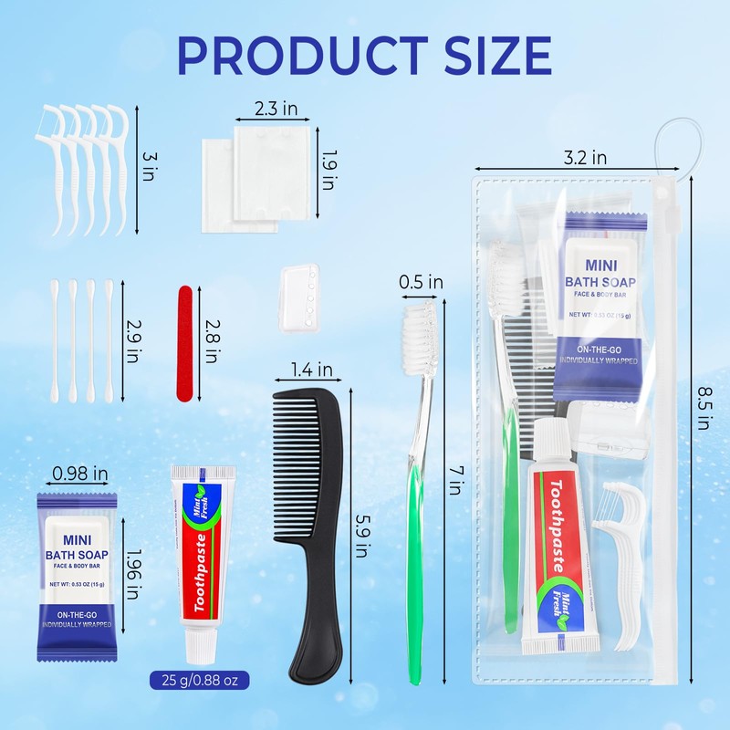 10 Sets Personal Hygiene Kit Bulk,Green 9-in-1 Travel Size