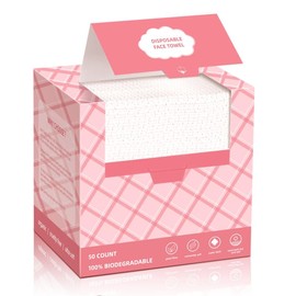 ICOTLE Disposable Face Towels 10"×12" Lint-Free Clean Towelette for Sensitive Skin, Makeup Removing, Cleansing, Travel - Color: 1 pack (50 count, size:10"×12" )