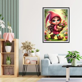 QQYRHN 5D Cartoon Girl Diamond Painting Kit for Adults Beginners Fantasy Elf Diamond Art Kits Complete DIY Flowers Diamond Embroidery Set Perfect for Relaxation and Decoration 30 x 40 cm
