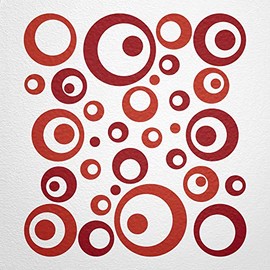 WANDfee® Wall Tattoo, Circles, Dots, 50 Stickers, Colour Choice For Children's Bedroom, Living Room, Hallway, Bathroom, Kitchen, Tile Stickers, red
